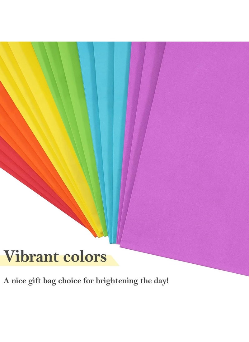 24PCS Small Party Favor Paper Gift Bags with Handles 6 Assorted Rainbow Colors Party Bags Kraft Paper Bags for Wedding Brithday Parties