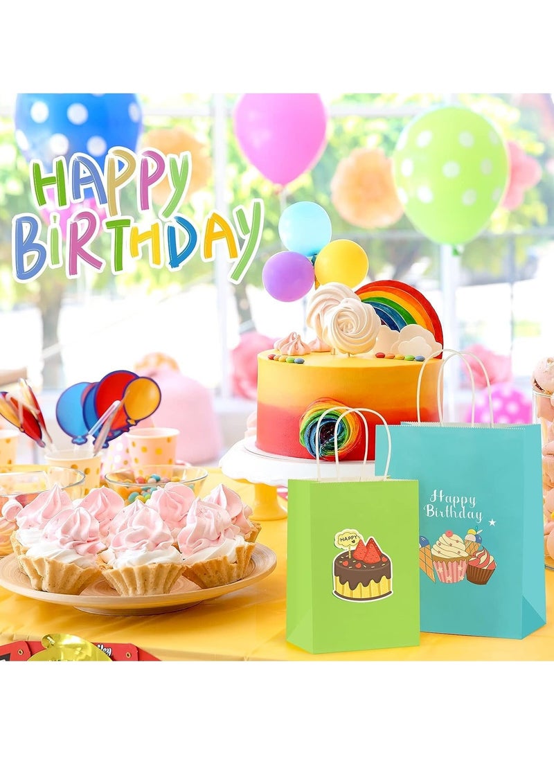 24PCS Small Party Favor Paper Gift Bags with Handles 6 Assorted Rainbow Colors Party Bags Kraft Paper Bags for Wedding Brithday Parties