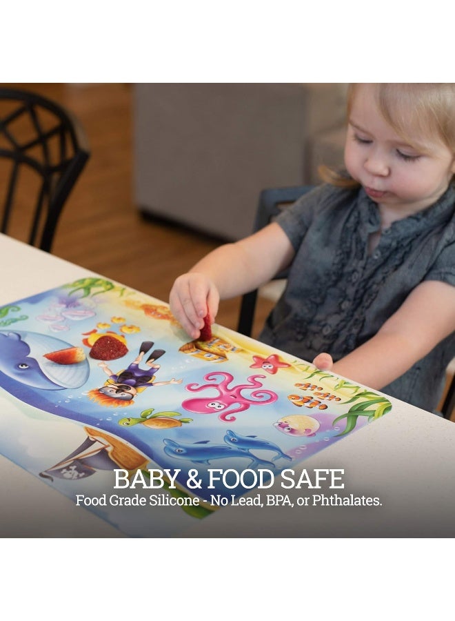 Klean Kids Silicone Placemats Animal 2-Pack with Bag - Alternative to Suction Plates for Babies - Image 2