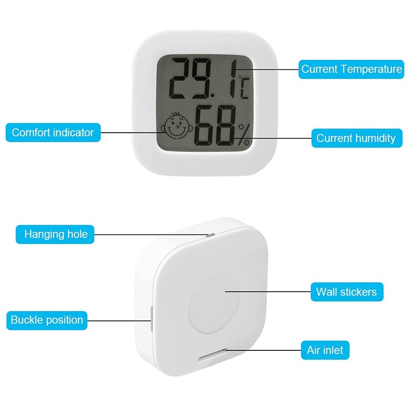 flintronic 2pcs Room Thermometer Hygrometer Indoor, Mini Digital Temperature Humidity Meter Gauge, Accurate Hygrometer with Clear LCD Display and Face Icons for Home Baby,Office,Garden(with Battery) - Image 2