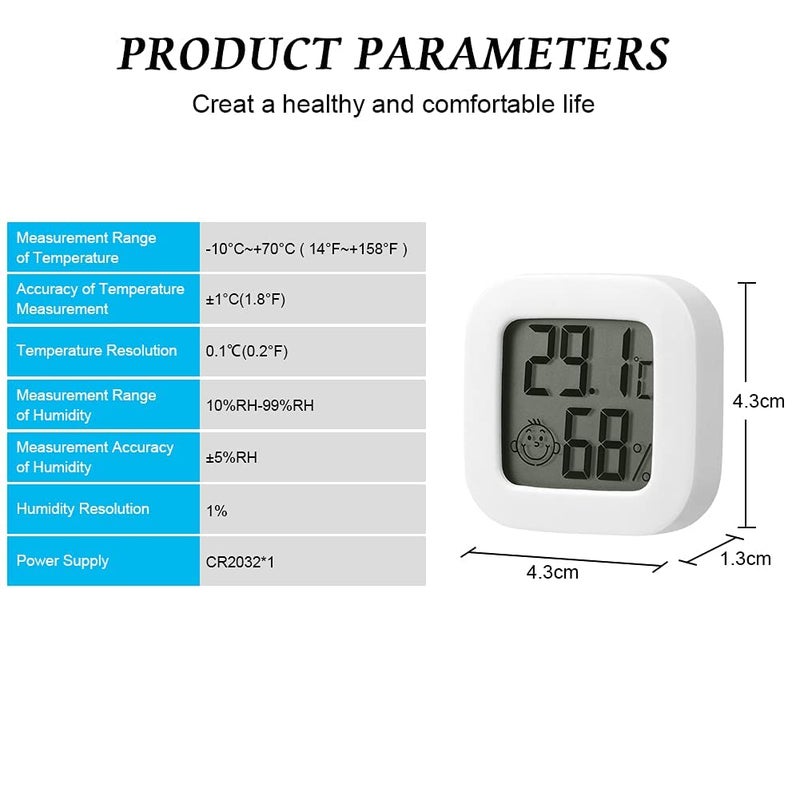 flintronic 2pcs Room Thermometer Hygrometer Indoor, Mini Digital Temperature Humidity Meter Gauge, Accurate Hygrometer with Clear LCD Display and Face Icons for Home Baby,Office,Garden(with Battery) - Image 5