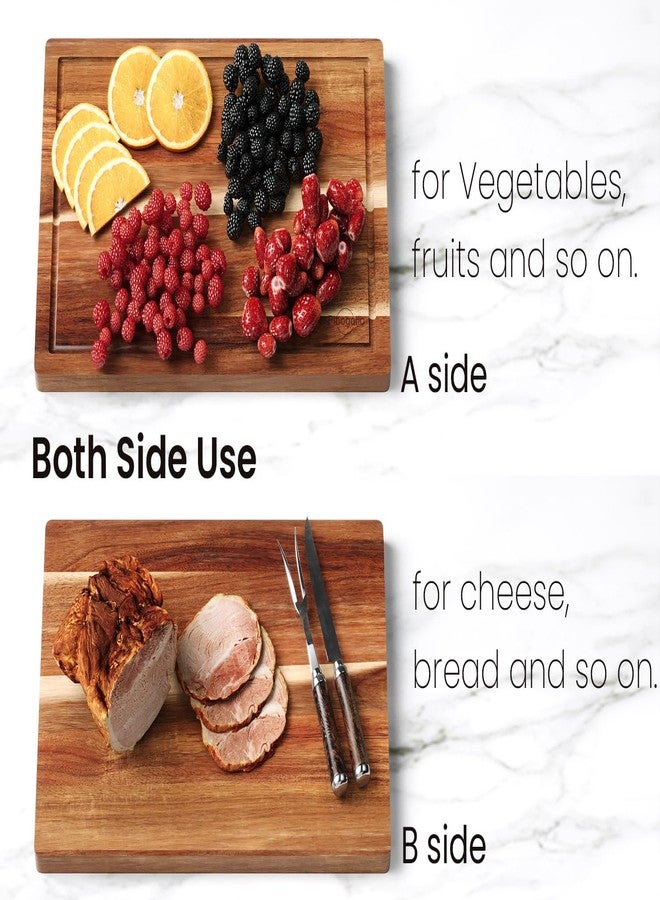 Fibogollo Acacia Wood Cutting Boards for Kitchen(Set of 3),Wooden Chopping Boards Set with Juice Groove,Serving Board with Holder,Butcher Block for Meat,Vegetables,Fruit - Image 3