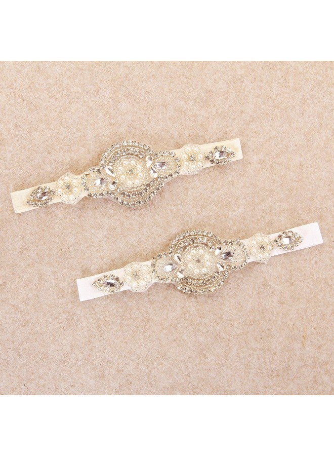 Nishine Nishine Girls White Rhinestone Flower Headband Pack Baby Christening Baptism Headband for Baby Shower Wedding Hair Accessories (Flower-2 Pack)  - Image 2