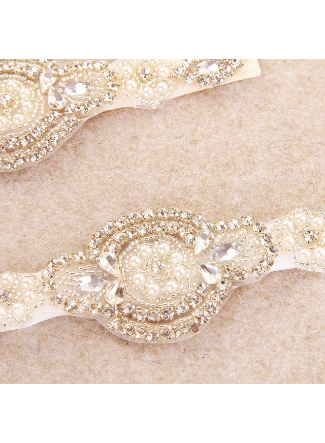 Nishine Nishine Girls White Rhinestone Flower Headband Pack Baby Christening Baptism Headband for Baby Shower Wedding Hair Accessories (Flower-2 Pack)  - Image 3
