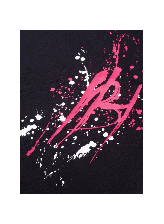 بيينغ هيومان Mens Jet Black Round Neck Short Sleeve T-Shirt