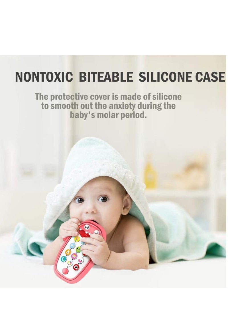 Teething Phone Toy for Babies Play and Learn for Children and Toddlers Baby Shark Phone Toys with Light and Sound Preschool Birthday Gift for Girl Boy 18+ Months RED - Image 3