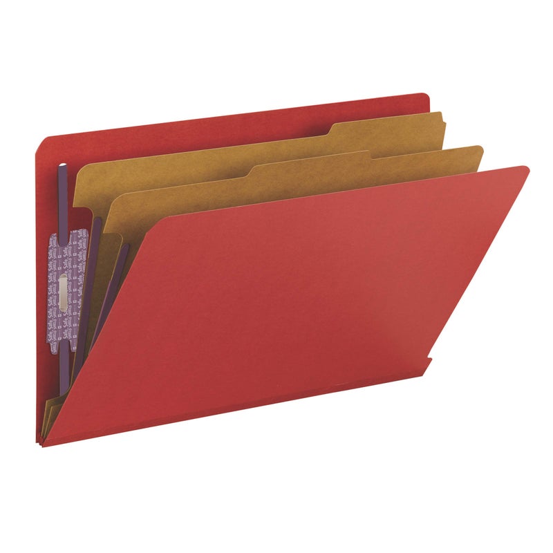 Smead End Tab Classification Folder, Legal, Straight, 2 Dividers, Bright Red, 10 per Box (29783) - Image 4