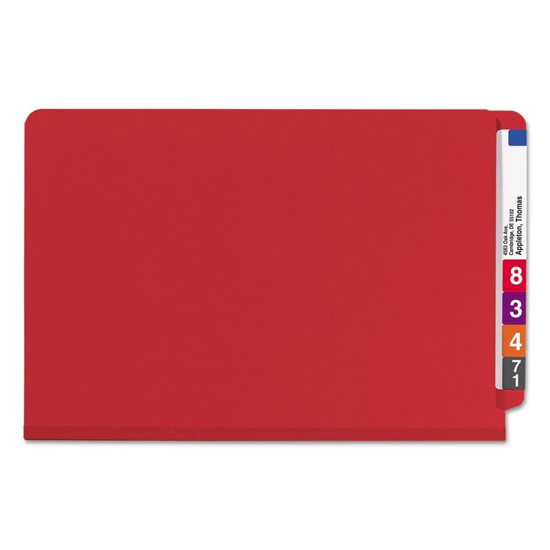 Smead End Tab Classification Folder, Legal, Straight, 2 Dividers, Bright Red, 10 per Box (29783) - Image 3