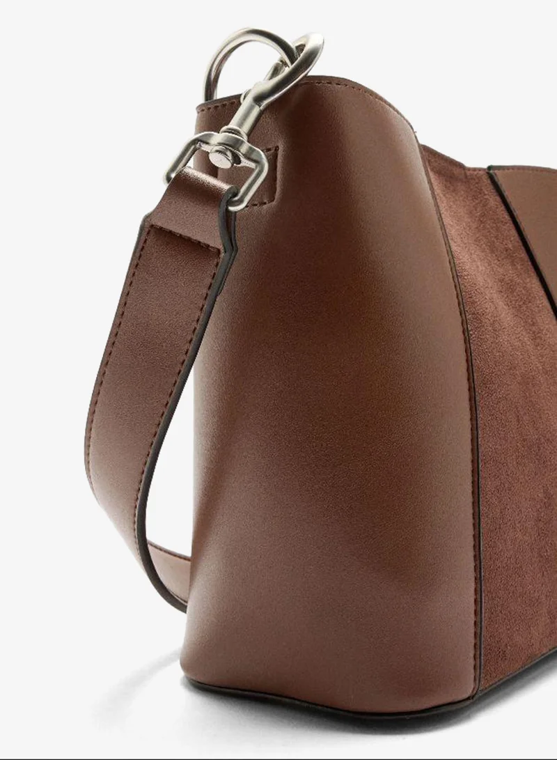 Parfois Brown Bucket bag contrast of textures for Women | Best Price UAE