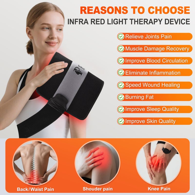 Pedete Red Light Therapy for Body, 24â€™â€™ x 12â€™â€™Large Infrared Light Therapy Pad with Timer Remote Control, 660nm 850nm Home Light Therapy for Knee Shoulder Back Muscle Joint (with Elastic Strap) - Image 2