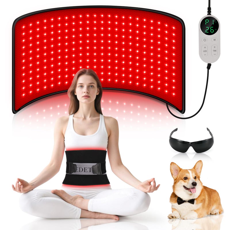 Pedete Red Light Therapy for Body, 24â€™â€™ x 12â€™â€™Large Infrared Light Therapy Pad with Timer Remote Control, 660nm 850nm Home Light Therapy for Knee Shoulder Back Muscle Joint (with Elastic Strap) - Image 1