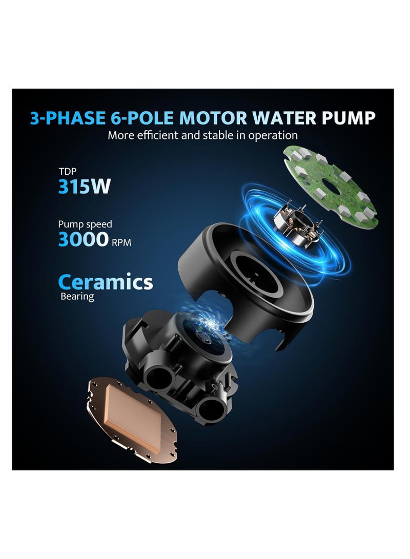 دارك فلاش darkFlash DG360 مبرد سائل متكامل لوحدة المعالجة المركزية، مضخة عالية الأداء، توافق ARGB، مراوح متصلة بسلسلة PWM، مبرد AIO متوافق مع إنتل 1851/1700، AMD AM4/AM5 (أسود، 360 ملم) - Image 2