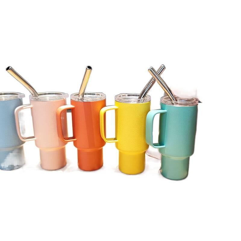 كوب قهوة للسفر باللون الأسود بغطاء بشفاط ومناسب لحامل الأكواب من ستانلس ستيل، 350 ml مع غطاء بقشة من الستانلس ستيل للهدايا للاستخدام الشخصي أثناء التنقل - Image 4