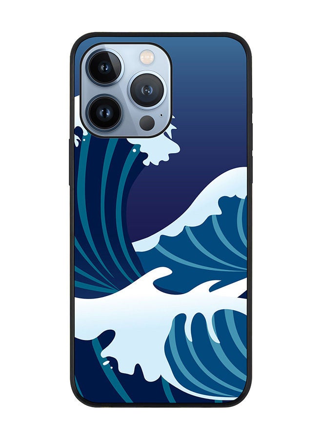Stylizedd Rugged Black edge case for Apple iPhone 13 Pro Slim fit Soft Case Flexible Rubber Edges Anti Drop TPU Gel Thin Cover - Japanese Sea - Image 1