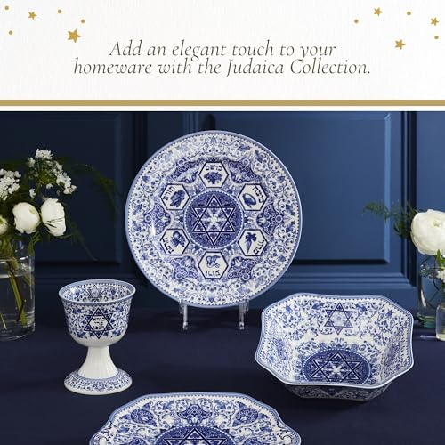 Spode Judaica Collection Kiddush Cup - Historic Floral & Star of David Motif, Hebrew Text Who Creates the Fruit of the Vine - 6 Oz Fine Porcelain Wine Goblet for Sabbath, Passover & Jewish Holidays - Image 5