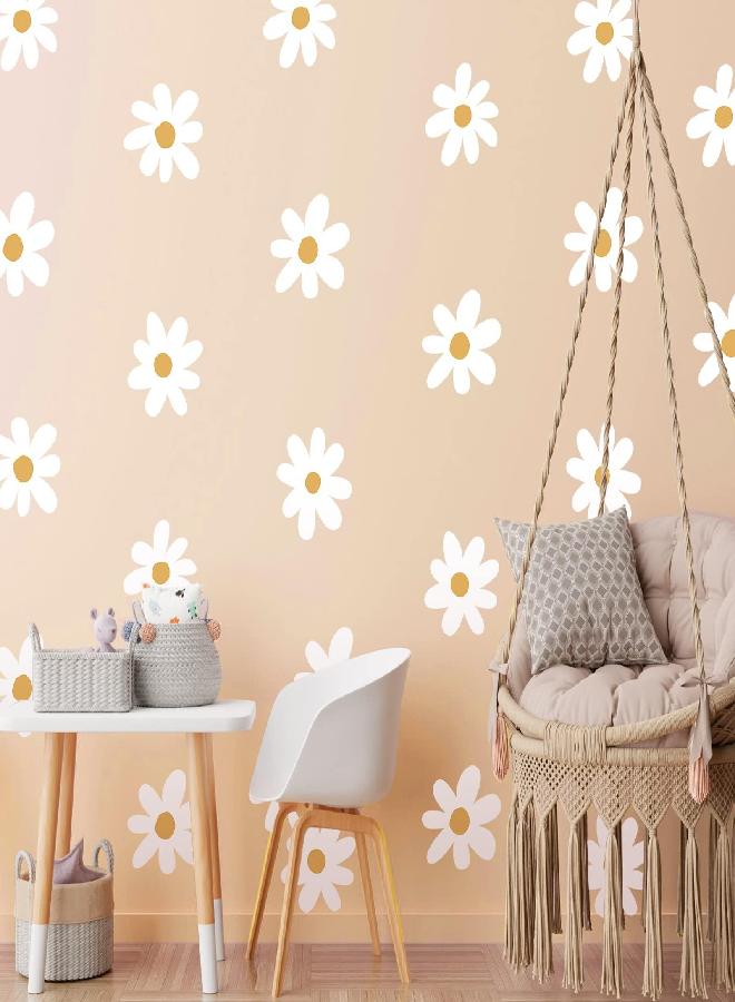BBTO BBTO Daisy Wall Decal Flower Vinyl Wall Decals White Daisy Decals Floral Decals Peel and Stick White Daisy Stickers for Kids Nursery Wall Art Bedroom Living Room Classroom Decor 