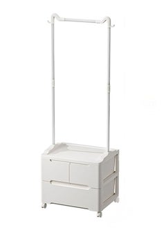 Single clothes hanger with 3 drawers on wheels