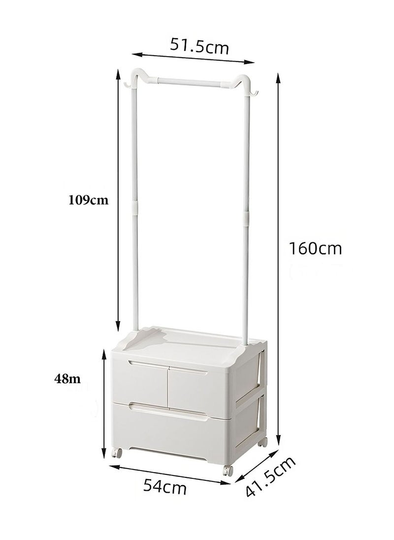 Living - Single clothes hanger with 3 drawers on wheels - Image 1