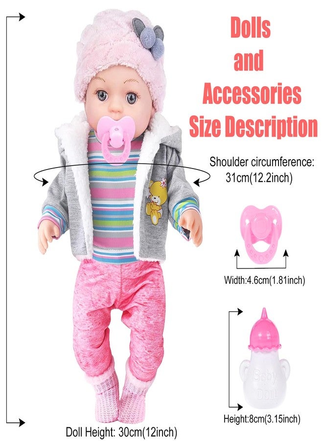 dollbie 12 Inch Realistic Baby Doll with Outfits & Feeding Accessories - Lifelike Baby Doll with Pacifier, Bottle & Feeding Set, Ideal Gift for Toddler Girls Age 3+ - Image 3