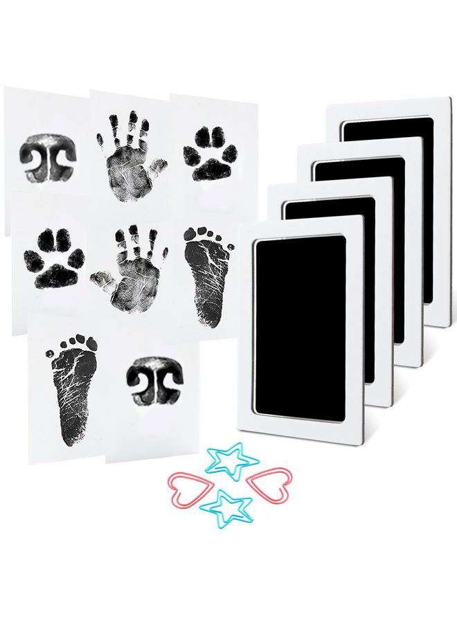 MENGNI (Black) - Baby Footprint Handprint Pet Paw Print Kit with 4 Ink Pads and 8 Imprint Cards - Image 1