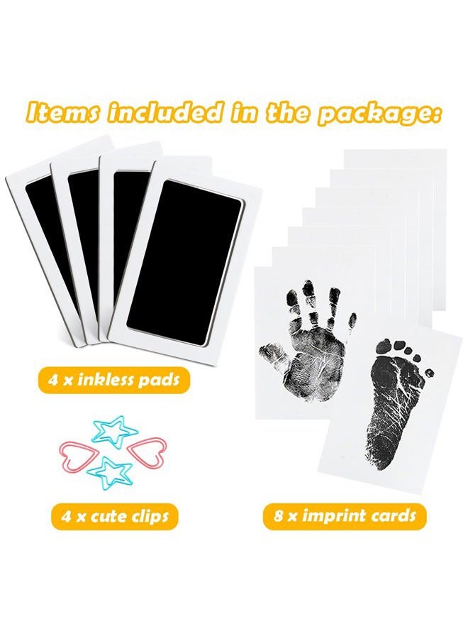 MENGNI (Black) - Baby Footprint Handprint Pet Paw Print Kit with 4 Ink Pads and 8 Imprint Cards - Image 2