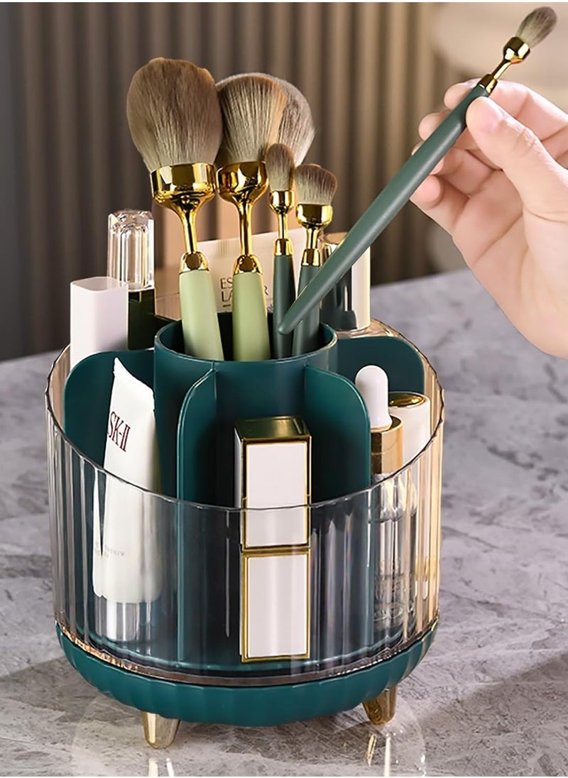 Zorqon Rotating Makeup Organizer with 360-Degree Rotation - Vanity Spinning Organizer, Ample Space for Makeup Brushes, Accommodates 7 Slots for Makeup Brushes - Green  - Image 5
