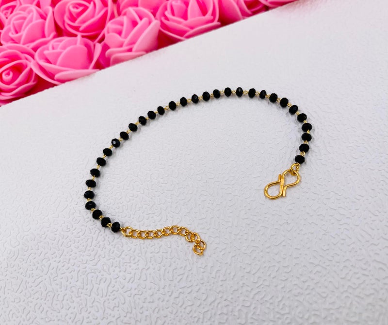 JHB Black Crystal Beads Simple Bracelet For Women's And Girls (Single Line) - Image 3