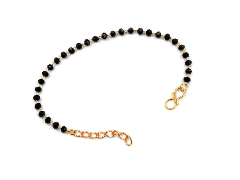 JHB Black Crystal Beads Simple Bracelet For Women's And Girls (Single Line) - Image 1