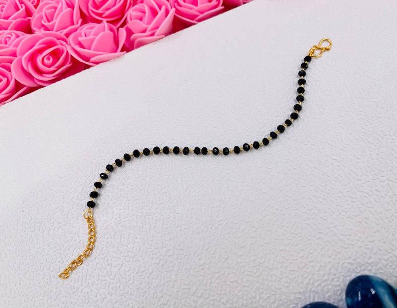 JHB Black Crystal Beads Simple Bracelet For Women's And Girls (Single Line) - Image 4
