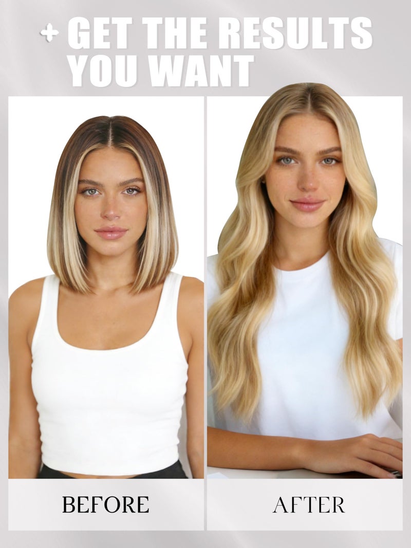 Lacerhair Natural Hair Extensions Remy Tape in Human Hair Extensions Dip Dyed Balayage Seamless PU Skin Weft 100% Real Virgin Hair Ombre Golden Blond Colour Double Side 50g 20pcs/set 36cm , P 12/60 - Image 4