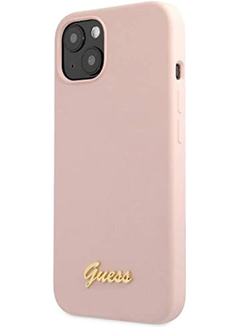 GUESS Guess Liquid Silicone Case With Gold Metal Logo Script For Iphone 13 Mini (5.4 Inches) - Pink - Image 2