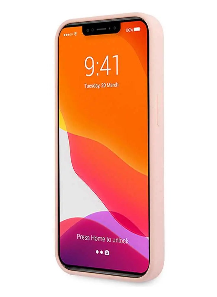 GUESS Guess Liquid Silicone Case With Gold Metal Logo Script For Iphone 13 Mini (5.4 Inches) - Pink - Image 3