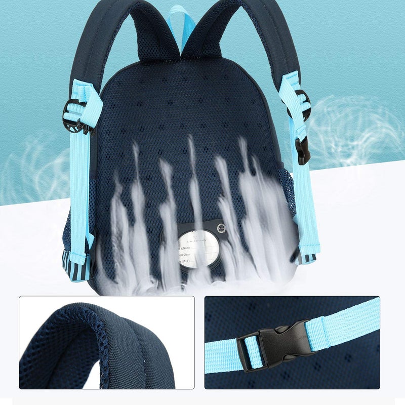 willikiva حقيبة ظهر للأطفال من Willikiva Cute Zoo Little ثلاثية الأبعاد للأولاد والبنات حقيبة ظهر للأطفال الصغار مقاومة للماء لمرحلة ما قبل المدرسة (سيارة زرقاء داكنة) - Image 5