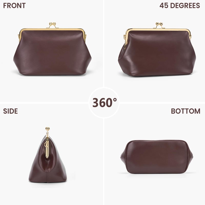 CATSEA Women's Kiss Lock Crossbody Bag PU Medium Handbags Kiss Clasp Crossbody Shoulder Bags Tote Purse Messenger Handbag - Image 3