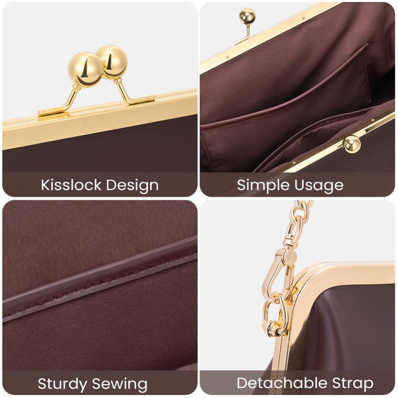 CATSEA Women's Kiss Lock Crossbody Bag PU Medium Handbags Kiss Clasp Crossbody Shoulder Bags Tote Purse Messenger Handbag - Image 4