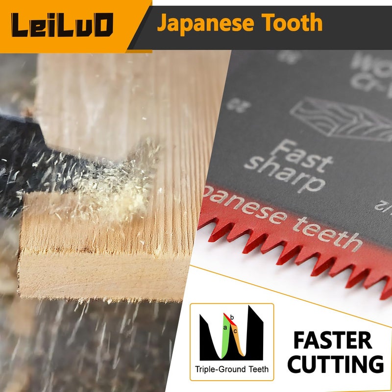 LEILUO 15 Pcs Oscillating Tool Blades Set Japanese Tooth & 70mm Extra Long Titanium Multitool Blades Fast Cut Oscillating Saw Blade for Wood & Metal Compatible with DeWalt Makita Milwaukee and More - Image 4
