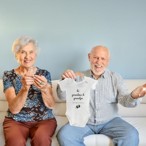 PUGED Grandparents Baby Announcement Gifts Pregnancy Surprise Announcement Set Include Letter Board Baby Onesie Photo Frame Glass Ornament for New Grandparents or Pregnancy Reveal Party (2 Set) - Image 5