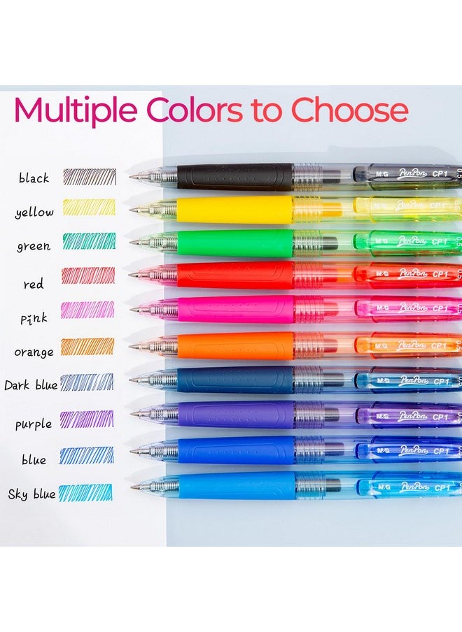 M&G 10 Pcs Colored Gel Pens, 0.5Mm Color Retractable Gel Pens Medium Point, 10 Packs New Assorted Ink Color Pens, Quick Dry Gel Ink Pens For Writing Journaling Taking Notes Office School Women Men  - Image 3