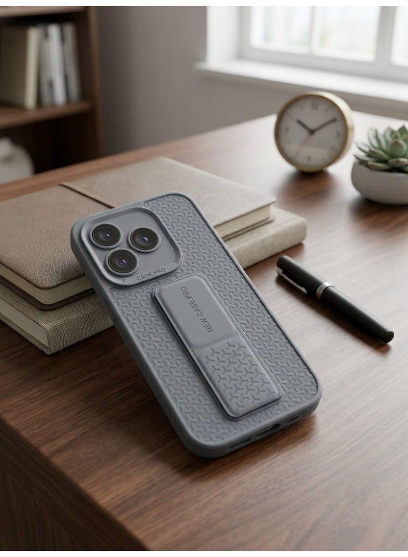 Honor 600 Lite Hand Grip Case Cover - Magnetic Hand Grip Holder & Kickstand Case For Honor 600 Lite - Strong Grip for Magnetic Car Holder, Stylish Silicone Case & Functional, Ultimate Convenience & Hands-Free Viewing - Grey - Image 2