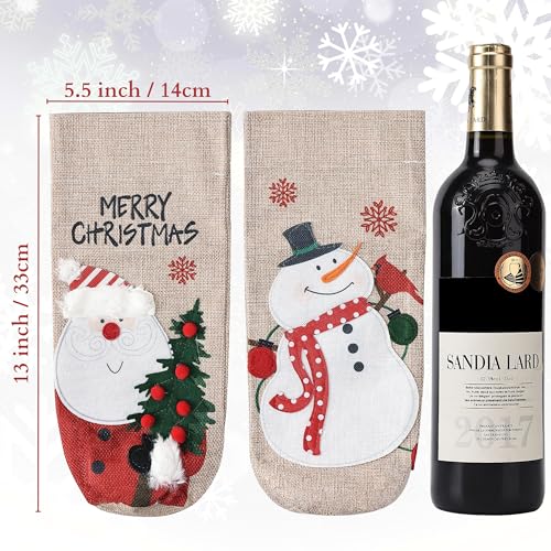Mr. Pen Christmas Wine Bags - 4 Pack Burlap Wine Bottle Covers with Drawstring for Holidays - Image 3