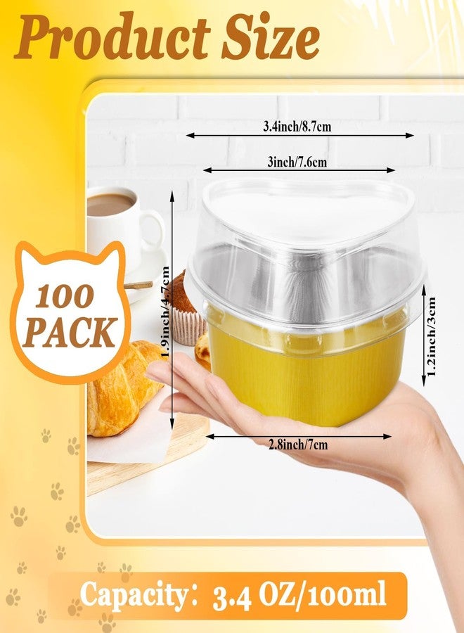 DNY Heart Shaped Cake Pans with Lids & Stickers – 50 Pack Gold Aluminum Foil Disposable Mini Cake Molds for Valentine’s Day, Mother’s Day, Wedding, Birthday, Baking & Gifts - Image 2