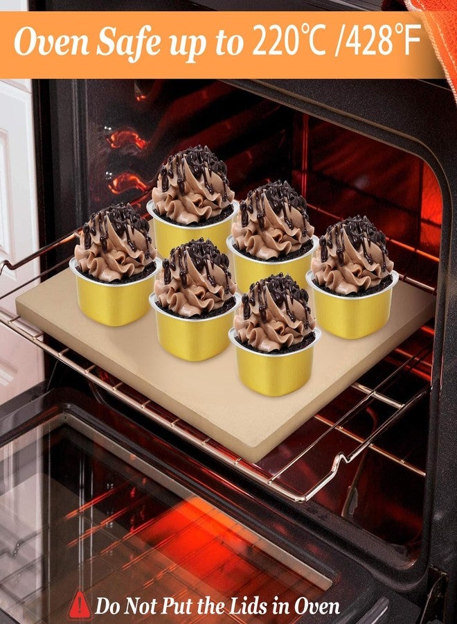 DNY Heart Shaped Cake Pans with Lids & Stickers – 50 Pack Gold Aluminum Foil Disposable Mini Cake Molds for Valentine’s Day, Mother’s Day, Wedding, Birthday, Baking & Gifts - Image 5