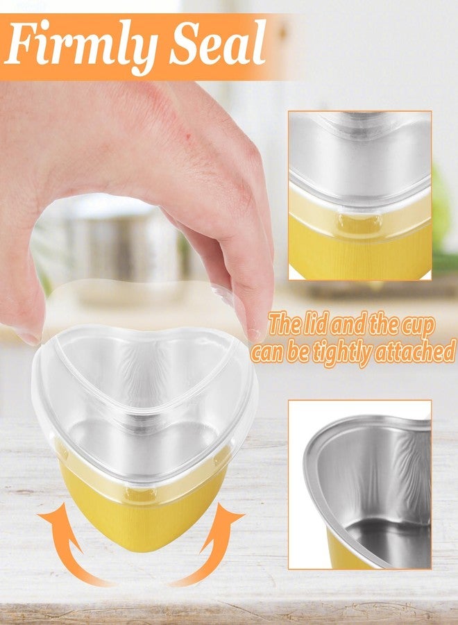 DNY Heart Shaped Cake Pans with Lids & Stickers – 50 Pack Gold Aluminum Foil Disposable Mini Cake Molds for Valentine’s Day, Mother’s Day, Wedding, Birthday, Baking & Gifts - Image 4