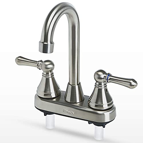 OYMOV RV Faucet Brushed Nickel - Non-Metallic Bathroom Sink Faucets for RVs, Fifth Wheels, Motor Homes, Travel Trailers, Campers, Boats - Image 1