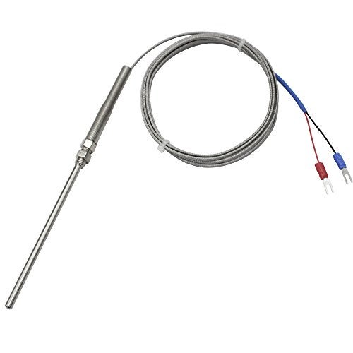 T-PRO K-Type Thermocouple Temperature Sensors 2M/6.6Ft Wire，Stainless Steel Probe (Probe Length 100mm) - Image 1