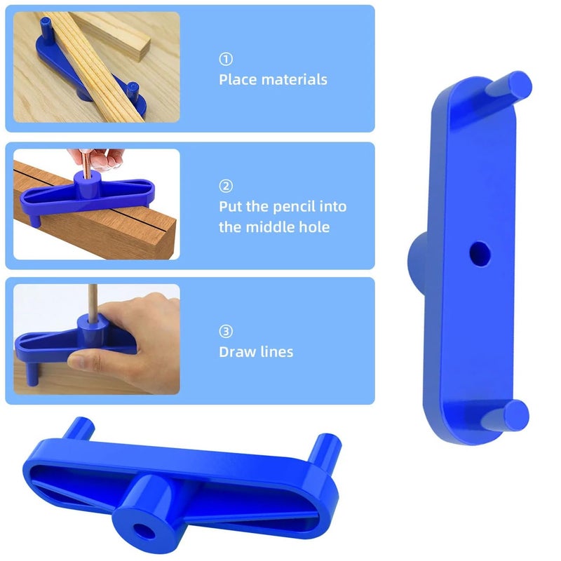 TorSor 2 Pack Center Scribe Line Locator Scriber Center Finder Marker Positioner Positioning Ruler Scribing Gauge Centerline Measuring Tool for Woodworking Wooden DIY - Image 3