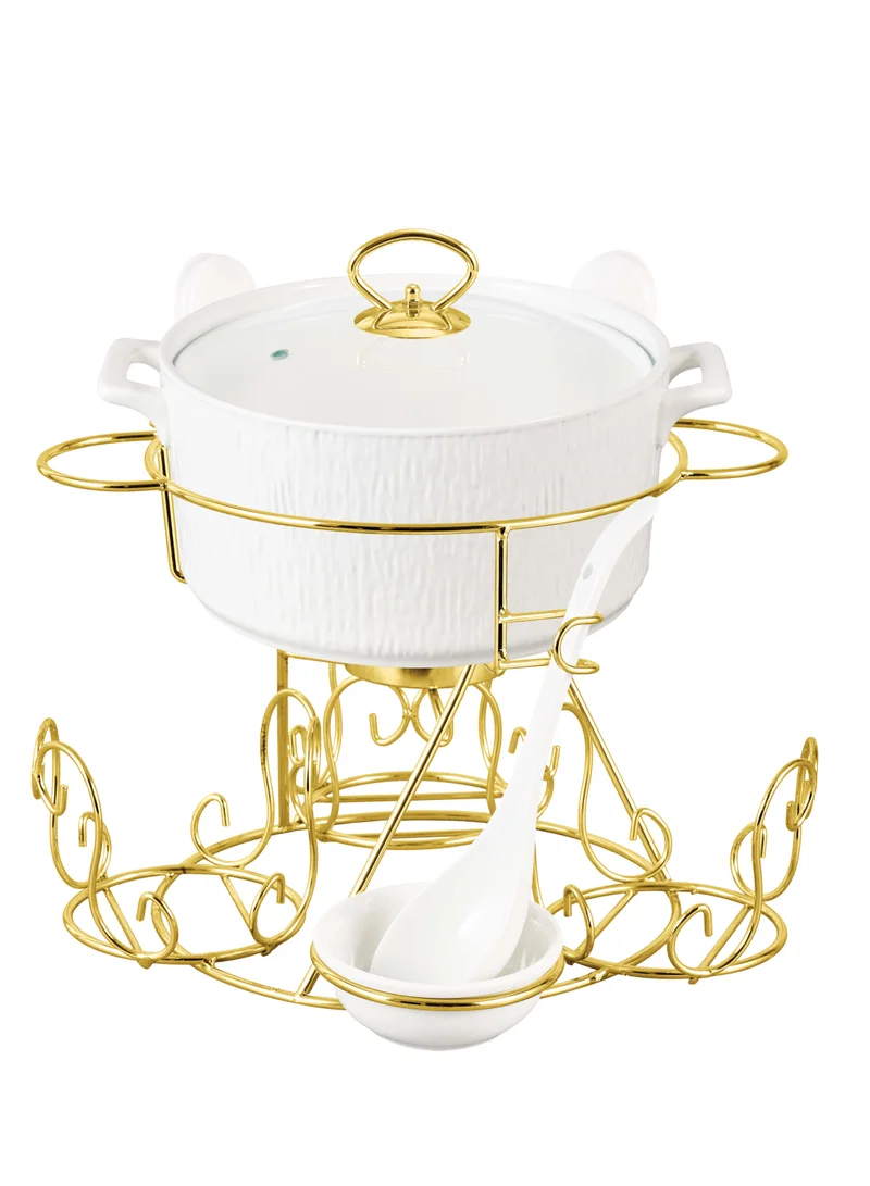 شالو طقم شوربة بورسلين شالو أمير  قطعة مع ستاند ذهبي