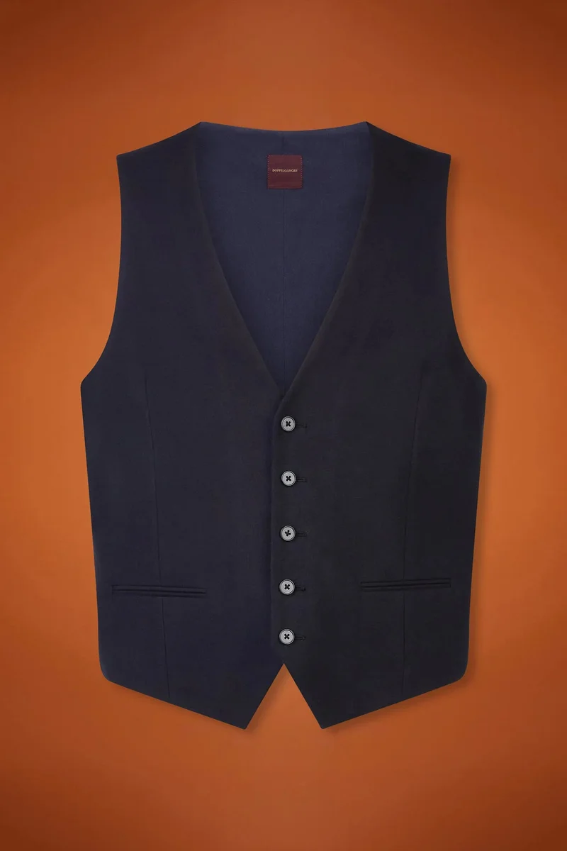 دوبل غانغر Men's classic waistcoat - DK Blue