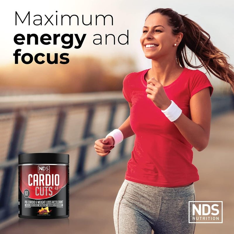 Cardio Cuts مكمل نوتريشن NDS 40 قبل التمرين - صيغة متقدمة لفقدان الوزن وقبل الكارديو مع L-Carnitine و CLA و MCTs و L-Glutamine وزيت القرطم - شروق ميامي 40 حصة - Image 3