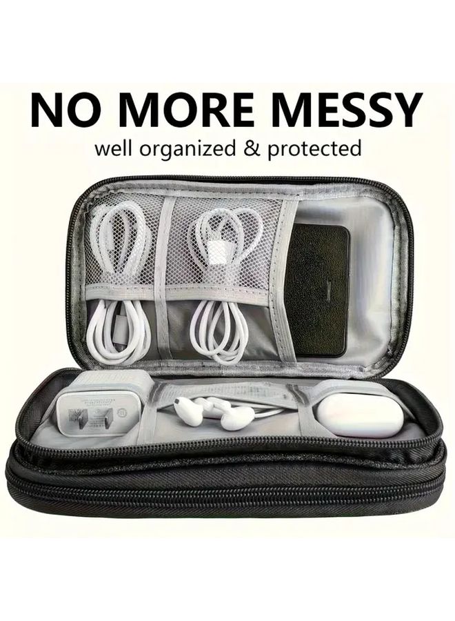 Pink Double Layer Travel Cable Organizer For Electronic Accessories Data Charging Cables - Image 4